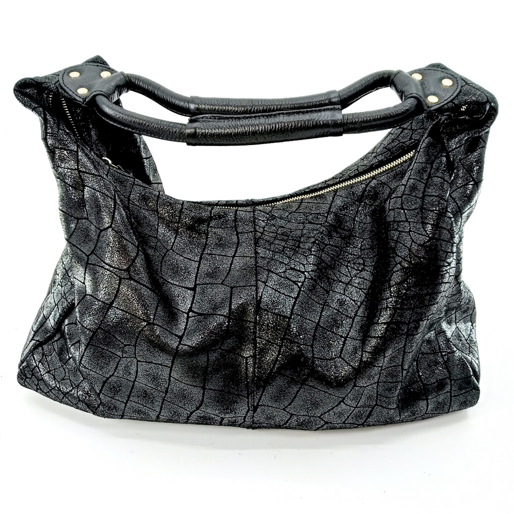 Lola Bernard Modena Croc Embossed Leather Hobo Bag